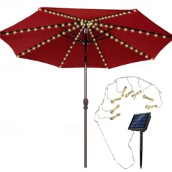 Solar Patio Umbrella Light Outdoor 104LEDs Fairy String Light Waterproof for Yard Garden Camping Decoration Colorful Xmas Lighting