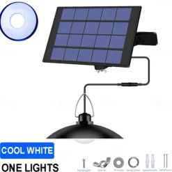Solar Pendant Light Outdoor Waterproof LED Lamp Chandelier Decorations with for Indoor Shed Barn Room