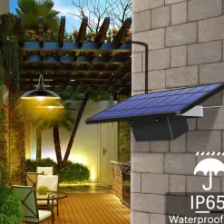 Solar Pendant Light Outdoor Waterproof LED Lamp Chandelier Decorations with for Indoor Shed Barn Room