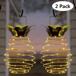 Solar Pineapple Lamp Iron Lantern Led Copper Wire Lamp String Outdoor Waterproof Garden Decorative Hanging Lamp