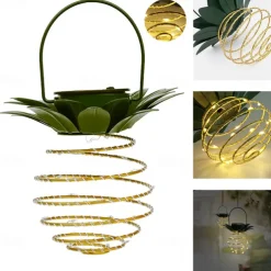 Solar Pineapple Lamp Iron Lantern Led Copper Wire Lamp String Outdoor Waterproof Garden Decorative Hanging Lamp
