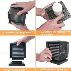 Solar Post Cap Lights with Flickering Flame Effect - Waterproof LED Halloween Decorations for Outdoor Wood Posts - Create a Magical Ambiance in Your Patio Yard, Garden, or Deck 1pc