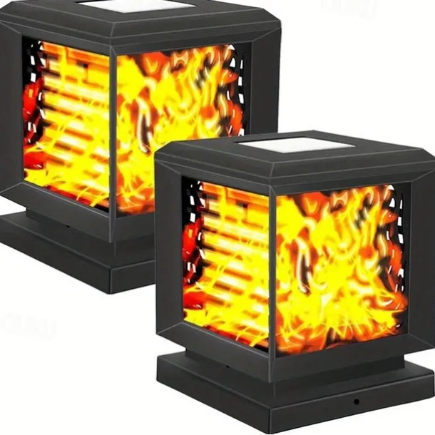 Solar Post Cap Lights with Flickering Flame Effect - Waterproof LED Halloween Decorations for Outdoor Wood Posts - Create a Magical Ambiance in Your Patio Yard, Garden, or Deck 1pc