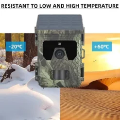 Solar Powered Night Vision Trail Camera 50MP 4K Hunting Cameras 0.3s Trigger Time Trail Camera for Wildlife Monitoring Hunting