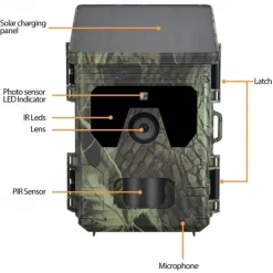 Solar Powered Night Vision Trail Camera 50MP 4K Hunting Cameras 0.3s Trigger Time Trail Camera for Wildlife Monitoring Hunting