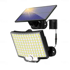 Solar Security Wall Light Outdoor 106LED with Motion Sensor Remote Control IP65 Waterproof 120 Lighting Angle Solar Security Wall Sconce