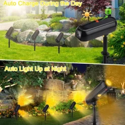 Solar Spotlights Outdoor Waterproof Adjustable LED Landscape Lights Auto ON/Off Waterproof Solar Lights for Trees Garden Pond Yard Pathway Patio(4pcs 2pcs 1PC)