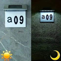 Solar Stainless Steel Address Sign Light – LED Outdoor Wall Light for Home, Garden, Street and Courtyard | Waterproof Solar Night Light 1pc