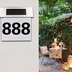 Solar Stainless Steel Address Sign Light – LED Outdoor Wall Light for Home, Garden, Street and Courtyard | Waterproof Solar Night Light 1pc