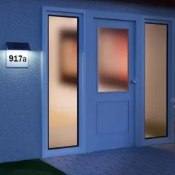 Solar Stainless Steel Address Sign Light – LED Outdoor Wall Light for Home, Garden, Street and Courtyard | Waterproof Solar Night Light 1pc