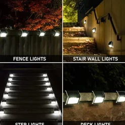 Solar Step Lights Outdoor Wall Lights 2/4 pcs Deck Fence Lights Stair Waterproof Garden Patio Outdoor Wall Lights Solar Waterproof Lighting Decoration Lamp