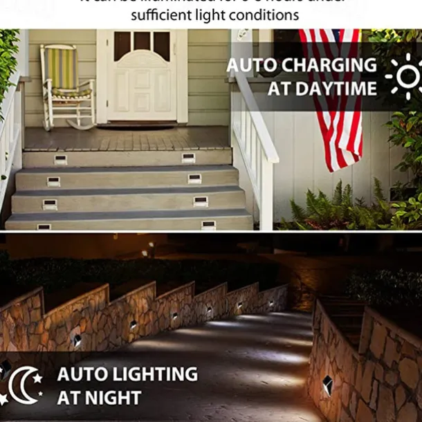 Solar Step Lights Outdoor Wall Lights 2/4 pcs Deck Fence Lights Stair Waterproof Garden Patio Outdoor Wall Lights Solar Waterproof Lighting Decoration Lamp