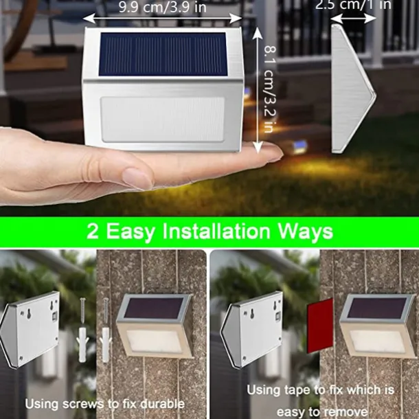 Solar Step Lights Outdoor Wall Lights 2/4 pcs Deck Fence Lights Stair Waterproof Garden Patio Outdoor Wall Lights Solar Waterproof Lighting Decoration Lamp