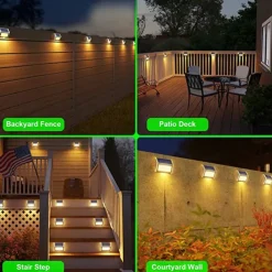 Solar Step Lights Outdoor Wall Lights 2/4 pcs Deck Fence Lights Stair Waterproof Garden Patio Outdoor Wall Lights Solar Waterproof Lighting Decoration Lamp