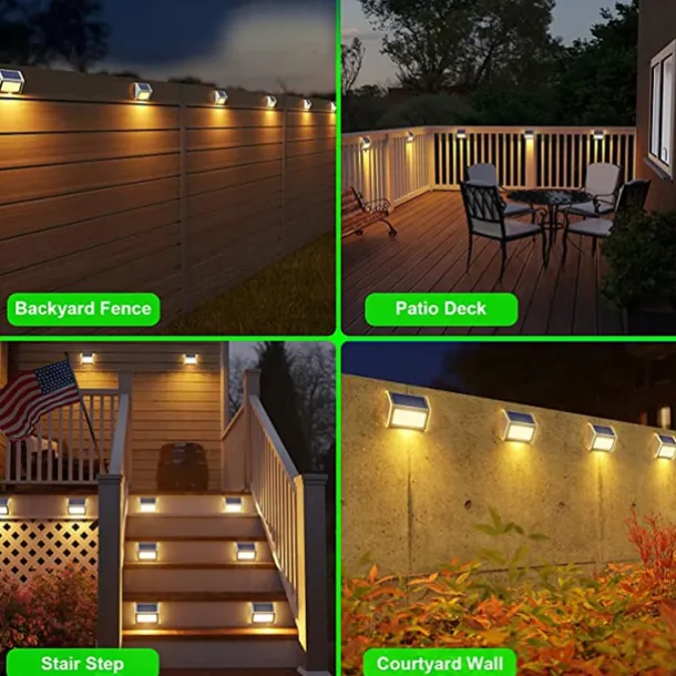 Solar Step Lights Outdoor Wall Lights 2/4 pcs Deck Fence Lights Stair Waterproof Garden Patio Outdoor Wall Lights Solar Waterproof Lighting Decoration Lamp