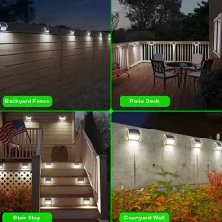Solar Step Lights Outdoor Wall Lights 2/4 pcs Deck Fence Lights Stair Waterproof Garden Patio Outdoor Wall Lights Solar Waterproof Lighting Decoration Lamp