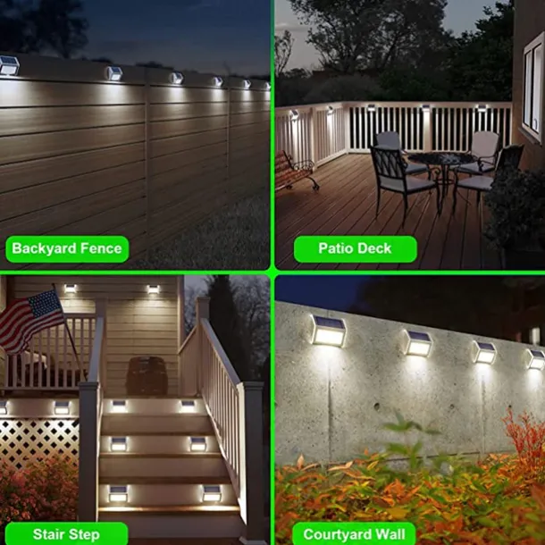 Solar Step Lights Outdoor Wall Lights 2/4 pcs Deck Fence Lights Stair Waterproof Garden Patio Outdoor Wall Lights Solar Waterproof Lighting Decoration Lamp