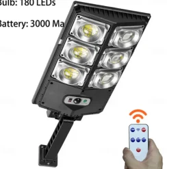 Solar Street Lights Outdoor Waterproof High Brightness Dusk to Dawn LED Lamp with Motion Sensor Remote Control for Garden Patio Porch Garage