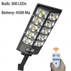 Solar Street Lights Outdoor Waterproof High Brightness Dusk to Dawn LED Lamp with Motion Sensor Remote Control for Garden Patio Porch Garage