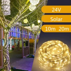 Solar String Fairy Lights Outdoor Christmas Decorations Solar and Plug in 20m 10m with Remote Control Garland Large Panel Fast Charge Christmas Garden Decoration