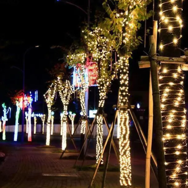 Solar String Fairy Lights Outdoor Christmas Decorations Solar and Plug in 20m 10m with Remote Control Garland Large Panel Fast Charge Christmas Garden Decoration