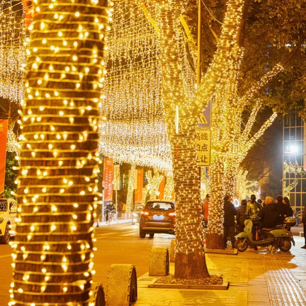 Solar String Fairy Lights Outdoor Christmas Decorations Solar and Plug in 20m 10m with Remote Control Garland Large Panel Fast Charge Christmas Garden Decoration