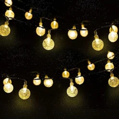 Solar String Lights LED Outdoor Solar Lights 2PCS 20 LED 5M Solar Patio Garden Lights with 8 Modes Waterproof Crystal Ball String Lights for Patio Lawn Party Wedding Garden Decorations