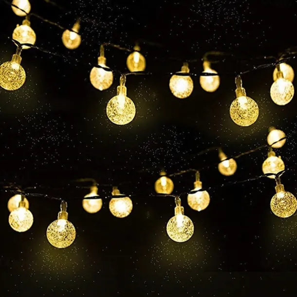 Solar String Lights LED Outdoor Solar Lights 2PCS 20 LED 5M Solar Patio Garden Lights with 8 Modes Waterproof Crystal Ball String Lights for Patio Lawn Party Wedding Garden Decorations