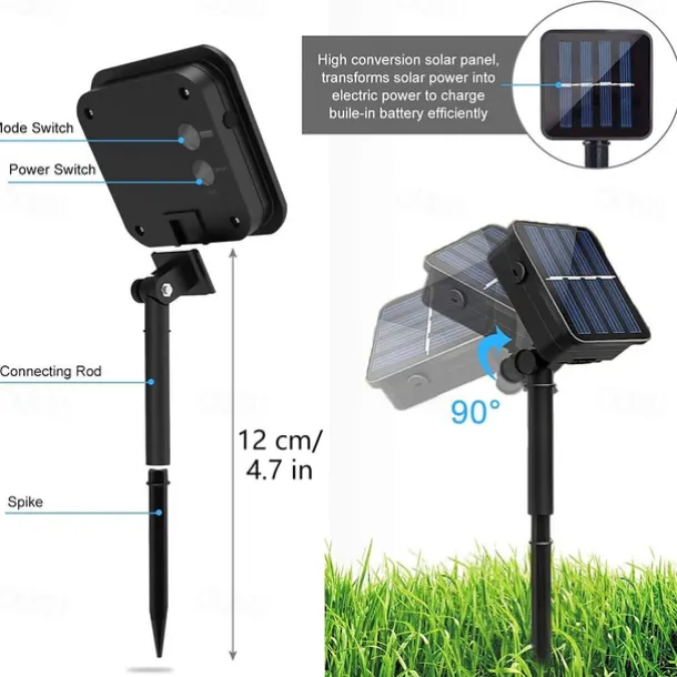 Solar String Lights LED Outdoor Solar Lights 2PCS 20 LED 5M Solar Patio Garden Lights with 8 Modes Waterproof Crystal Ball String Lights for Patio Lawn Party Wedding Garden Decorations