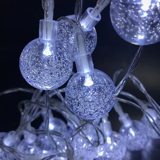 Solar String Lights LED Outdoor Solar Lights 2PCS 20 LED 5M Solar Patio Garden Lights with 8 Modes Waterproof Crystal Ball String Lights for Patio Lawn Party Wedding Garden Decorations