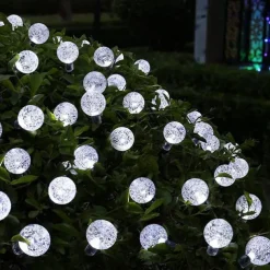 Solar String Lights LED Outdoor Solar Lights 2PCS 20 LED 5M Solar Patio Garden Lights with 8 Modes Waterproof Crystal Ball String Lights for Patio Lawn Party Wedding Garden Decorations