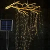 Solar String Lights Outdoor 10 Strands 2M 200LEDs Waterproof Twinkle Starry Fairy Branch Copper Waterfall Light for Garden Fence Tree Flexible Yard Garland Patio Decor Lighting