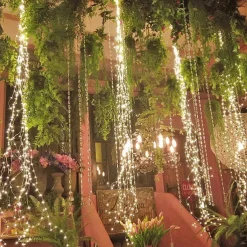 Solar String Lights Outdoor 10 Strands 2M 200LEDs Waterproof Twinkle Starry Fairy Branch Copper Waterfall Light for Garden Fence Tree Flexible Yard Garland Patio Decor Lighting