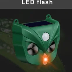 Solar Ultrasonic Animal Repeller – Motion Activated Waterproof Deterrent with Flashing LED Light for Cats Dogs Squirrels in Gardens