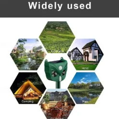 Solar Ultrasonic Animal Repeller – Motion Activated Waterproof Deterrent with Flashing LED Light for Cats Dogs Squirrels in Gardens