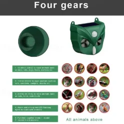 Solar Ultrasonic Animal Repeller – Motion Activated Waterproof Deterrent with Flashing LED Light for Cats Dogs Squirrels in Gardens