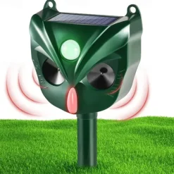 Solar Ultrasonic Animal Repeller – Motion Activated Waterproof Deterrent with Flashing LED Light for Cats Dogs Squirrels in Gardens