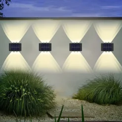 Solar Wall Lamp Glow Up and Down 6 LEDs Outdoor Waterproof Courtyard Light Outdoor Villa Wall Fence Porch Lighting Decoration Solar Wall Washing Lights
