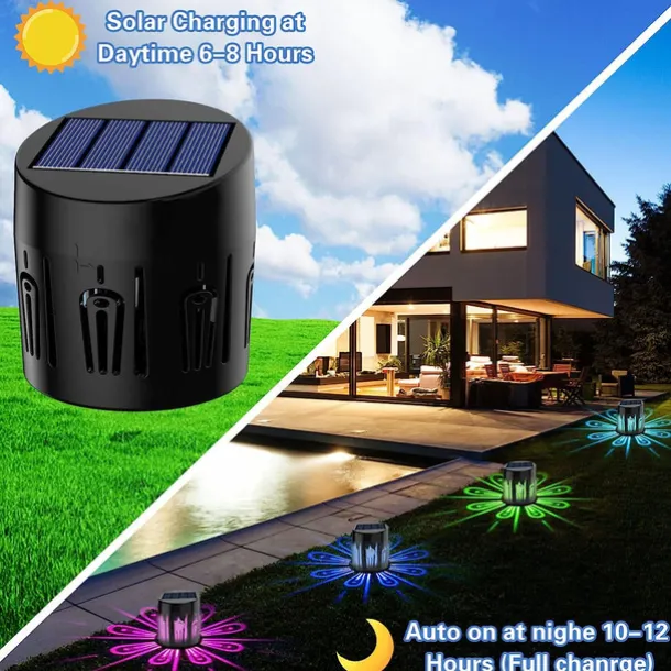 Solar Wall Light Color-Changing Deck Light Outdoor Waterproof Fence Light Villa Garden Fence Yard Wall Pilaster Step Staircase Decoration