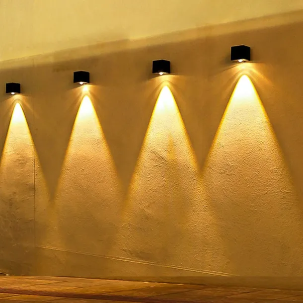 Solar Wall Light Outdoor Courtyard Waterproof Garden Lamp Wall Fence Lighting Decor Light for Home Balcony Terrace Atmosphere Light Wall Washing Light