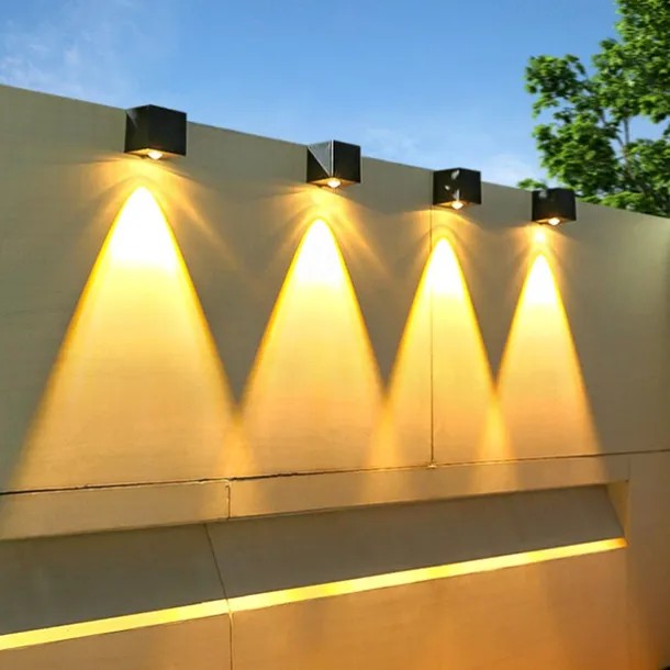 Solar Wall Light Outdoor Courtyard Waterproof Garden Lamp Wall Fence Lighting Decor Light for Home Balcony Terrace Atmosphere Light Wall Washing Light