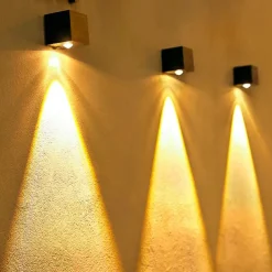 Solar Wall Light Outdoor Courtyard Waterproof Garden Lamp Wall Fence Lighting Decor Light for Home Balcony Terrace Atmosphere Light Wall Washing Light