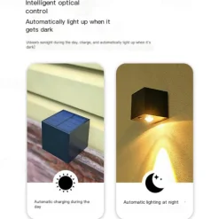 Solar Wall Light Outdoor Courtyard Waterproof Garden Lamp Wall Fence Lighting Decor Light for Home Balcony Terrace Atmosphere Light Wall Washing Light