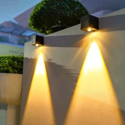 Solar Wall Light Outdoor Courtyard Waterproof Garden Lamp Wall Fence Lighting Decor Light for Home Balcony Terrace Atmosphere Light Wall Washing Light