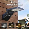 Solar Wall Lights Outdoor IP65 Waterproof with Remote Control Motion Sensor Street Light for Courtyard Garage Garden Corridor