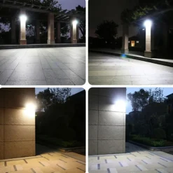 Solar Wall Lights Outdoor IP65 Waterproof with Remote Control Motion Sensor Street Light for Courtyard Garage Garden Corridor