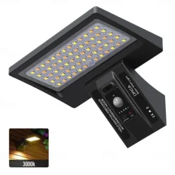 Solar Wall Lights Outdoor IP65 Waterproof with Remote Control Motion Sensor Street Light for Courtyard Garage Garden Corridor