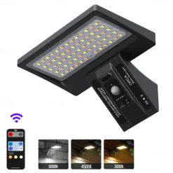 Solar Wall Lights Outdoor IP65 Waterproof with Remote Control Motion Sensor Street Light for Courtyard Garage Garden Corridor