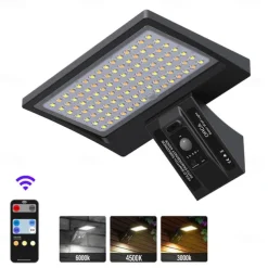 Solar Wall Lights Outdoor IP65 Waterproof with Remote Control Motion Sensor Street Light for Courtyard Garage Garden Corridor