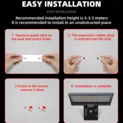 Solar Wall Lights Outdoor IP65 Waterproof with Remote Control Motion Sensor Street Light for Courtyard Garage Garden Corridor